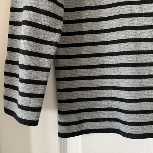 LOFT 100% Cotton Collared V-Neck Double Breasted Pockets Striped Jacket Size MP - Picture 12 of 16